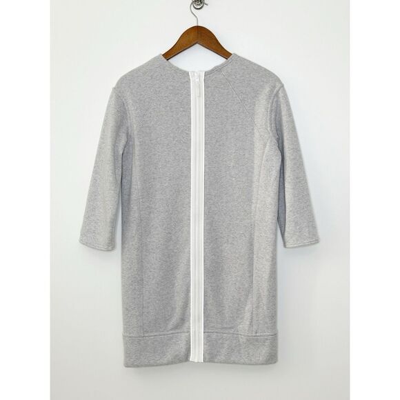 Athleta Cozy Karma Back Zip Fleece Crew Neck Sweatshirt Dress Gray Size XXS - Picture 3 of 11